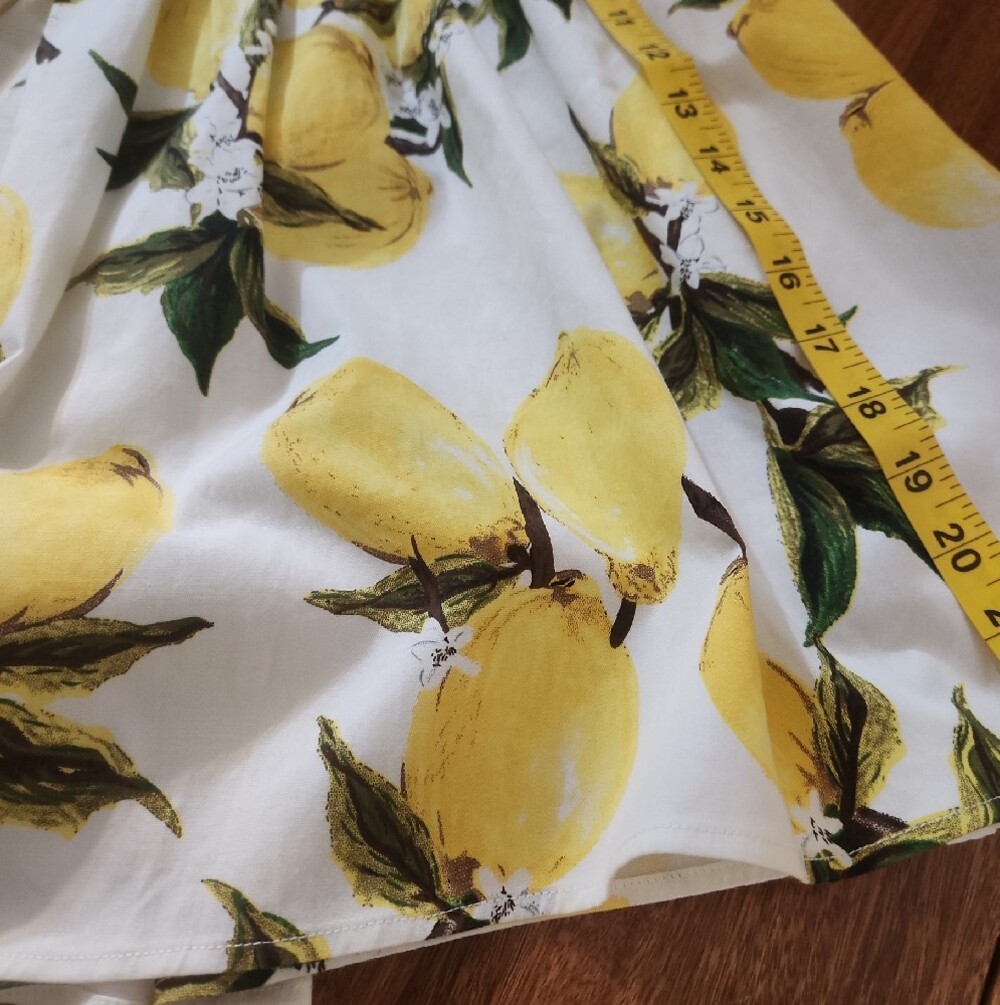 Grace Karin White Lemon Print Full Skirt with Green Accents Small - Picture 8 of 9